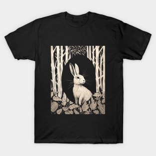 Minimalistic Rabbit Line Art Bunny T-Shirt